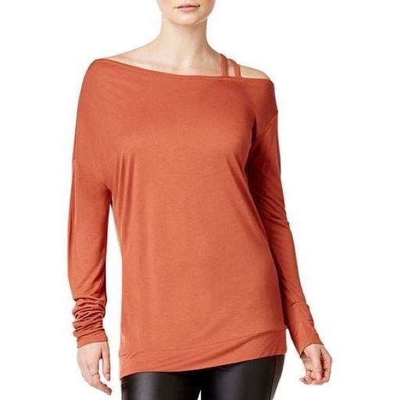Bar III Tops - Bar III Burnt Umber Strappy One-Shoulder Top